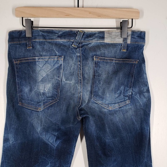Textile Elizabeth and James Jimi Washed Dye Flare Leg Jeans 30 Blue Released Hem - Picture 7 of 11